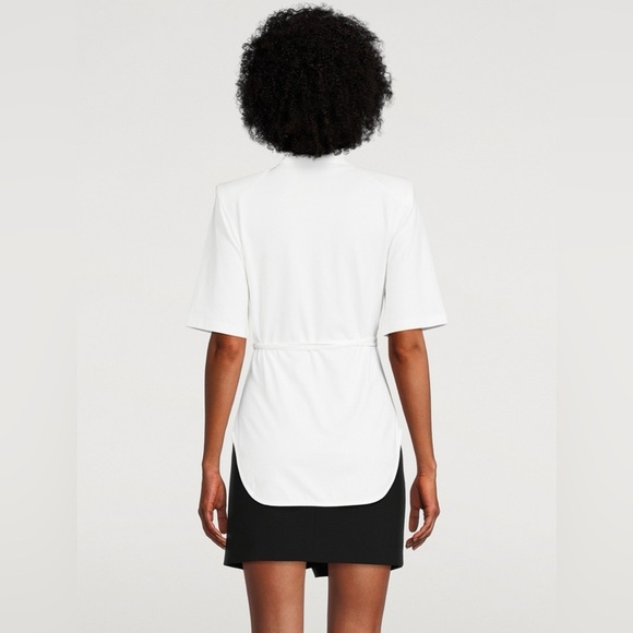 The Attico Aurelie Tie Wrap Belt T-Shirt White Size 38 IT 0 US - Picture 2 of 11